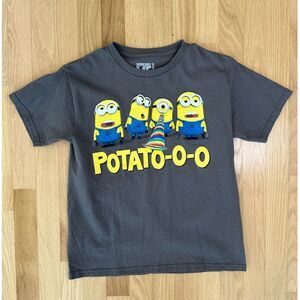 Despicable Me Minion Potato Short Sleeve Gray Crew Neck Tee Shirt Kids XL 14/16